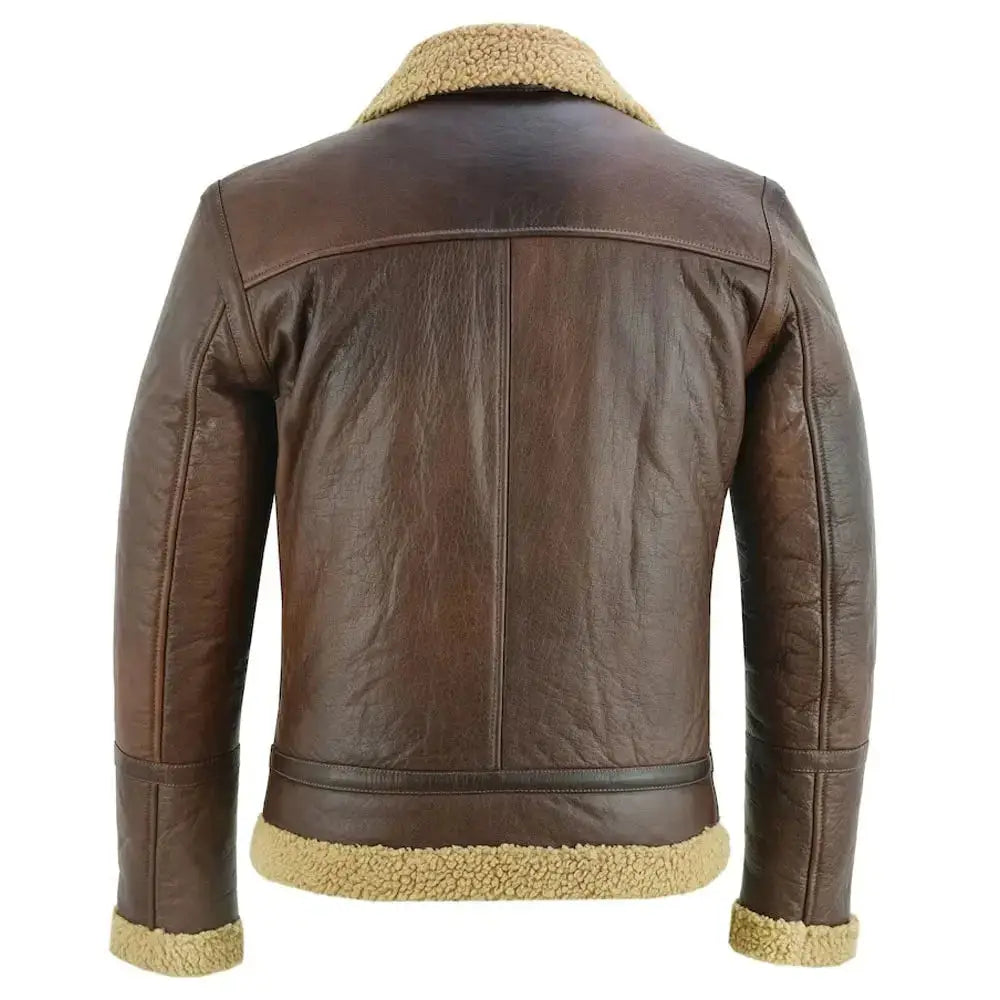 Men’s Brown Fur Aviator Bomber Jacket