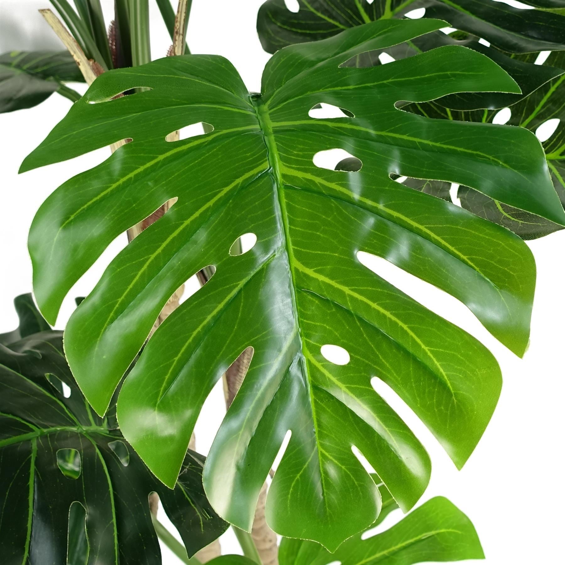 Artificial Monstera Plant 150cm Luxury Cheese Plant Tall Copper Metal Planter-2
