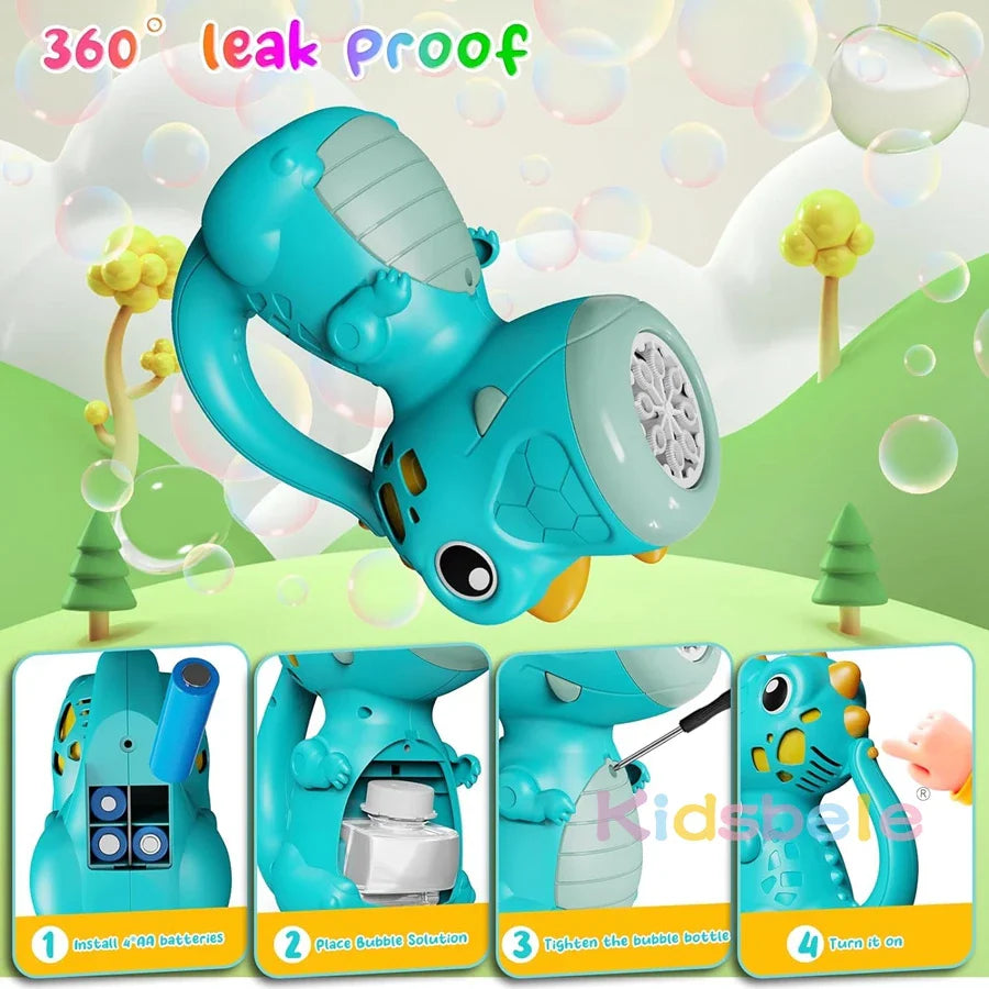 Dinosaur Bubble Machine Fun Music Light Bubble Maker Toy
