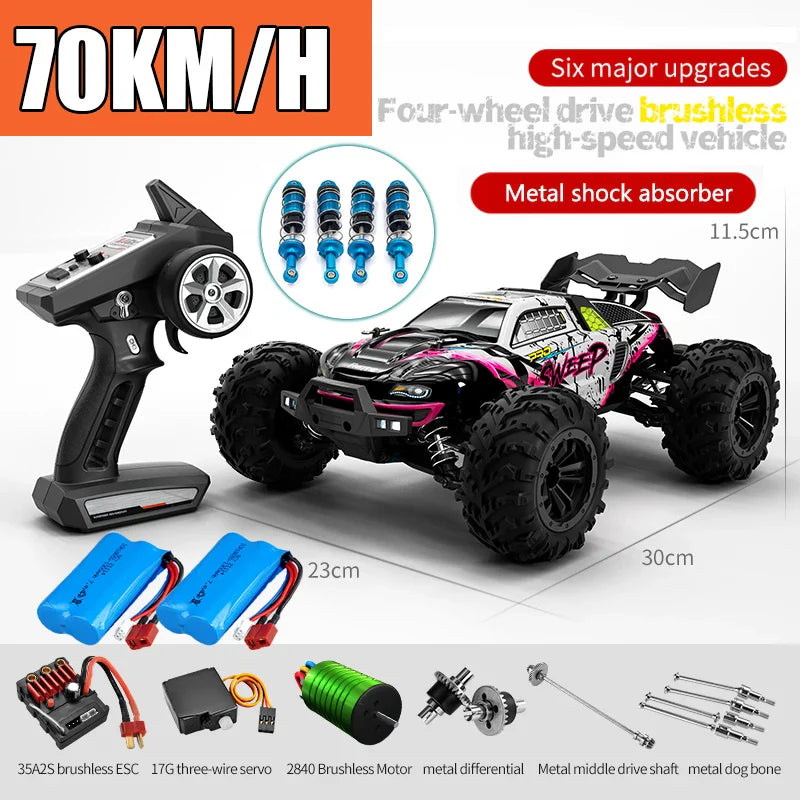 High-Speed 4x4 RC Monster Truck with LED Lights - 70KM/H Adventure-0