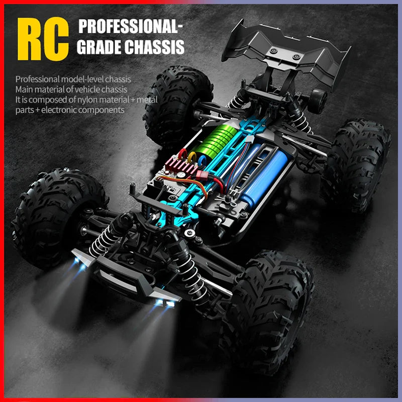 High-Speed 4x4 RC Monster Truck with LED Lights - 70KM/H Adventure-4