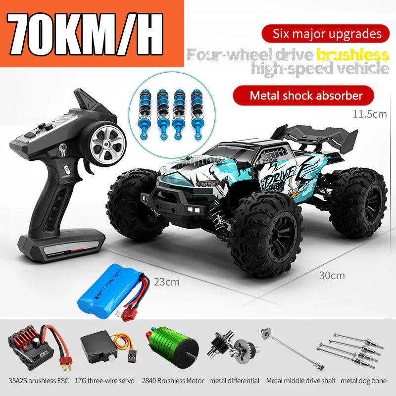 High-Speed 4x4 RC Monster Truck with LED Lights - 70KM/H Adventure-5