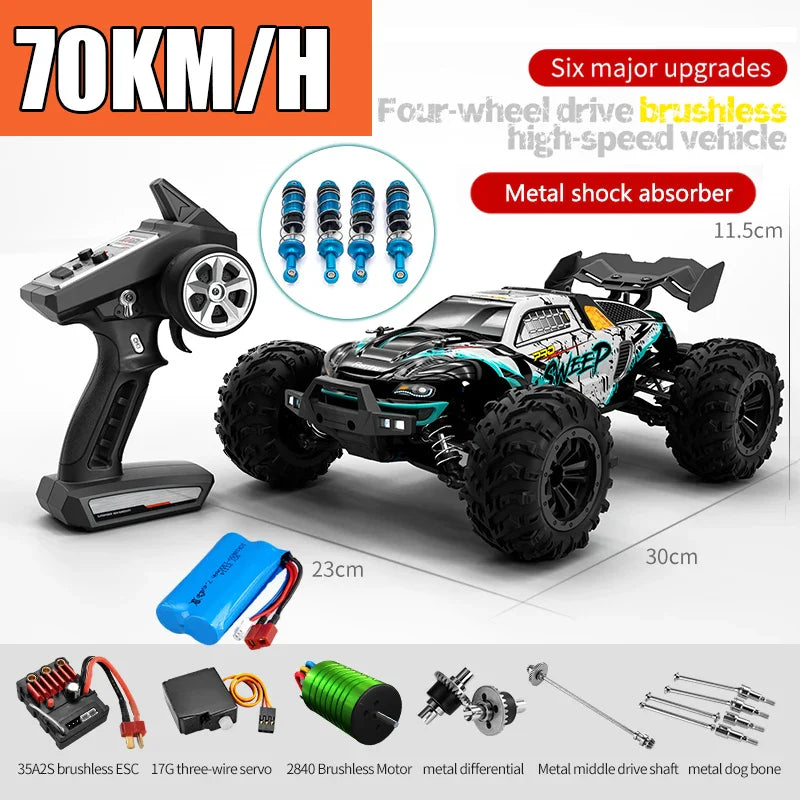 High-Speed 4x4 RC Monster Truck with LED Lights - 70KM/H Adventure-13