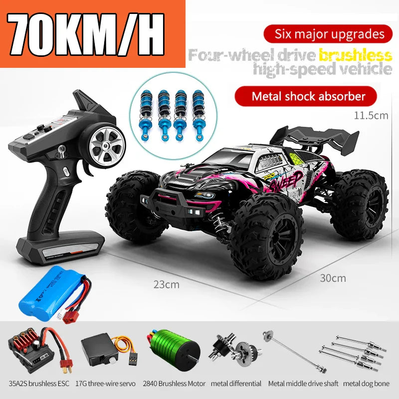 High-Speed 4x4 RC Monster Truck with LED Lights - 70KM/H Adventure-15