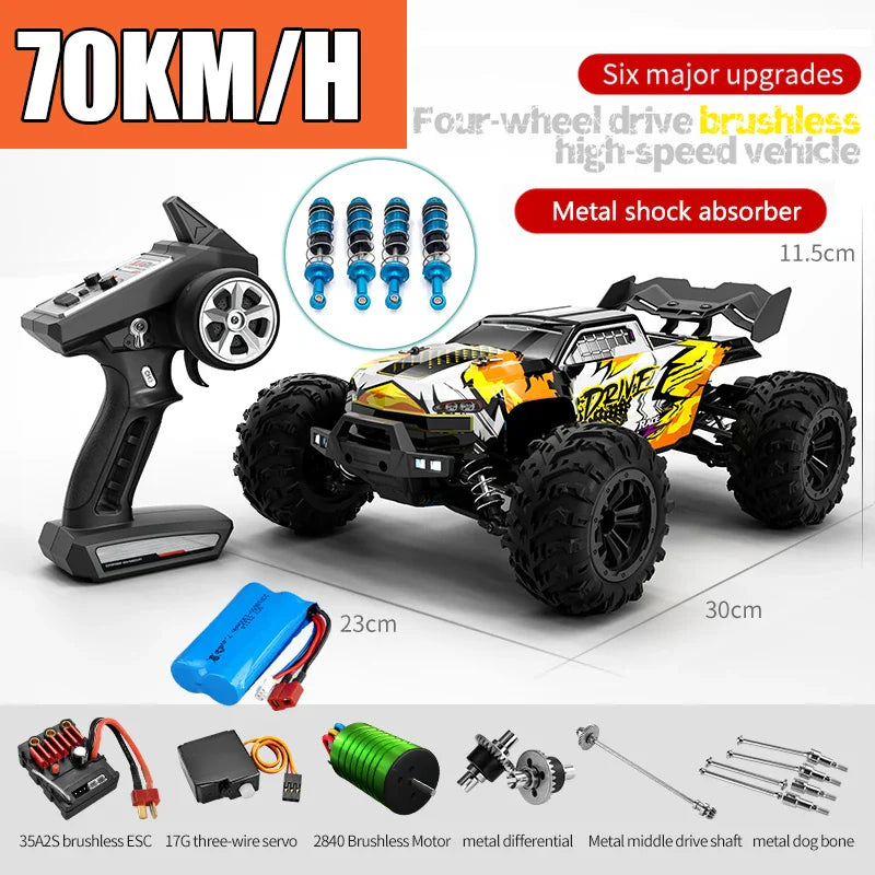 High-Speed 4x4 RC Monster Truck with LED Lights - 70KM/H Adventure-7