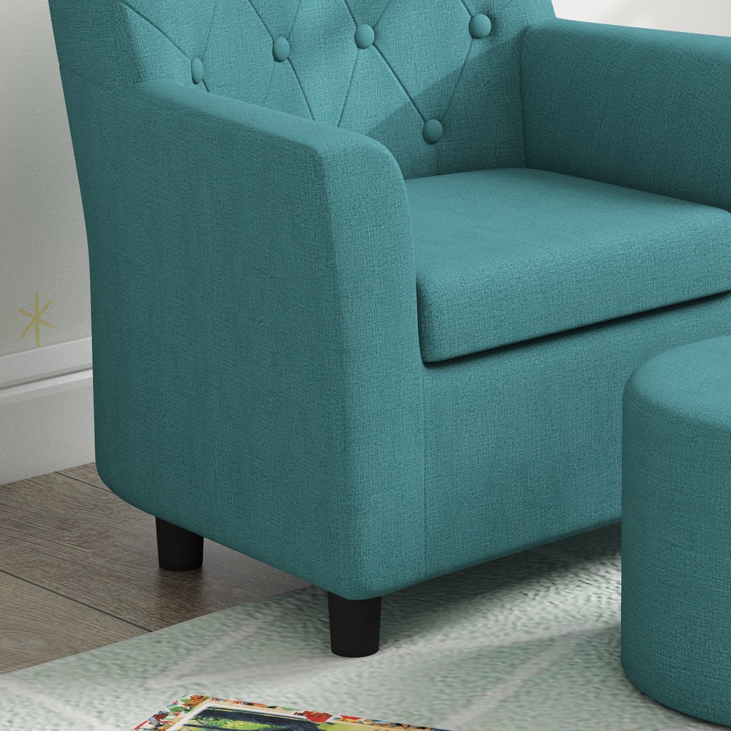 AIYAPLAY 2PCs Kids Sofa Set with Footrest, for Playroom, Bedroom in Blue