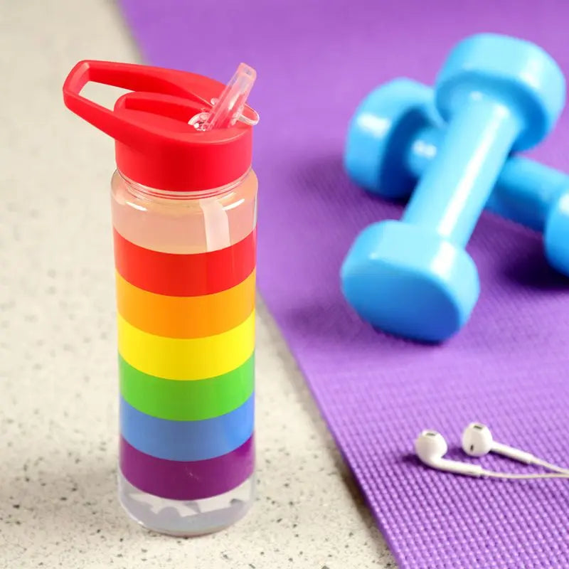Reusable Rainbow 550ml Water Bottle with Flip Straw