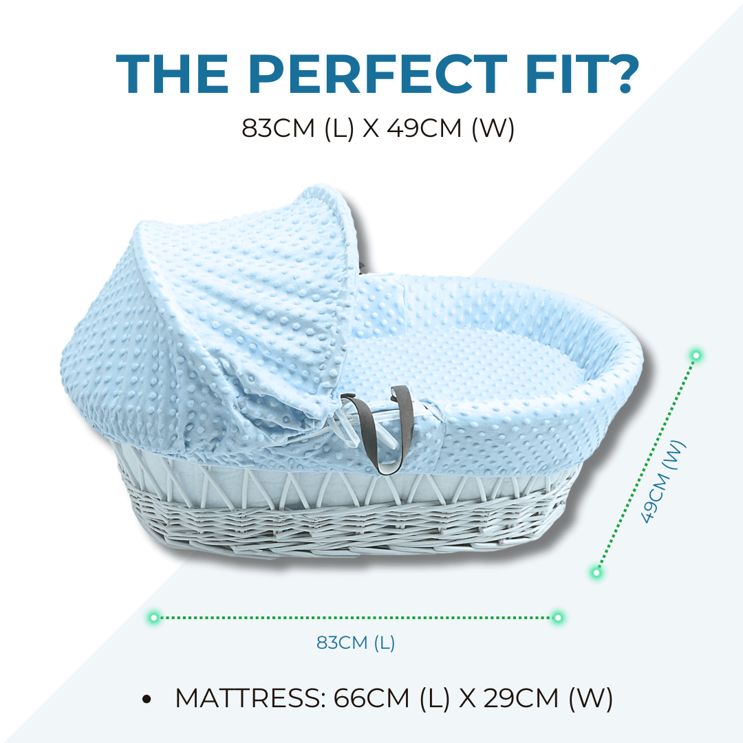 Blue Waffle Grey Wicker Baby Moses Basket With Stand-4