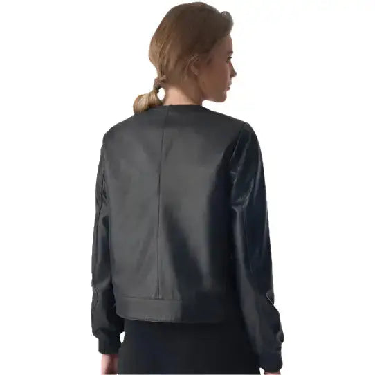 Women’s Chic Studded Black Leather Jacket