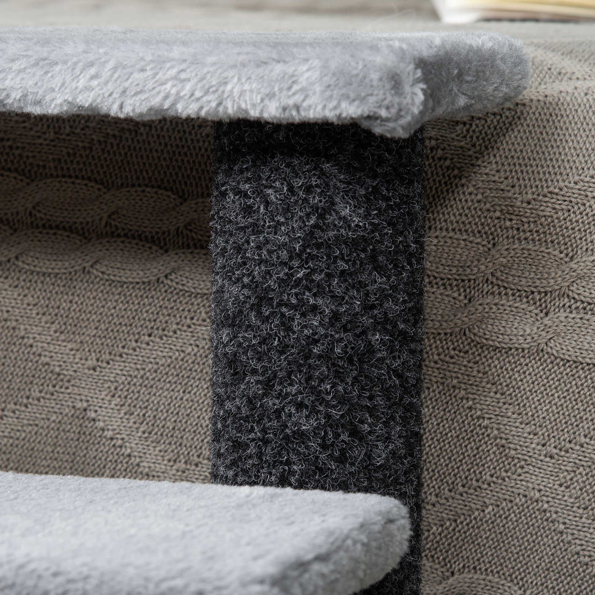 PawHut 4-step Pet Stairs with Scratching Posts, Platforms, Toy Ball, Grey-6