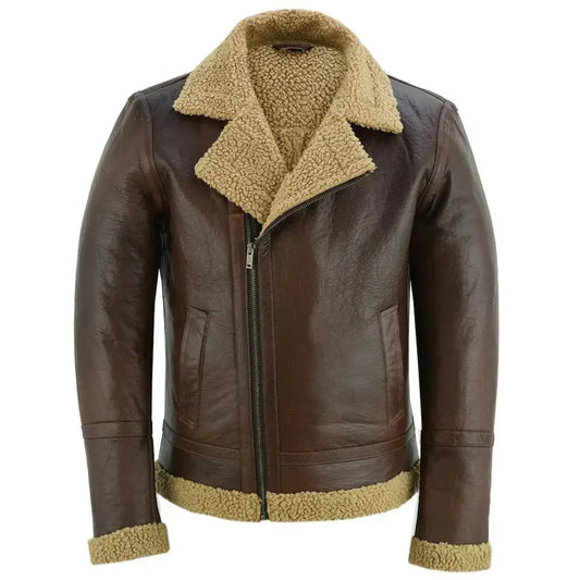 Men’s Brown Fur Aviator Bomber Jacket